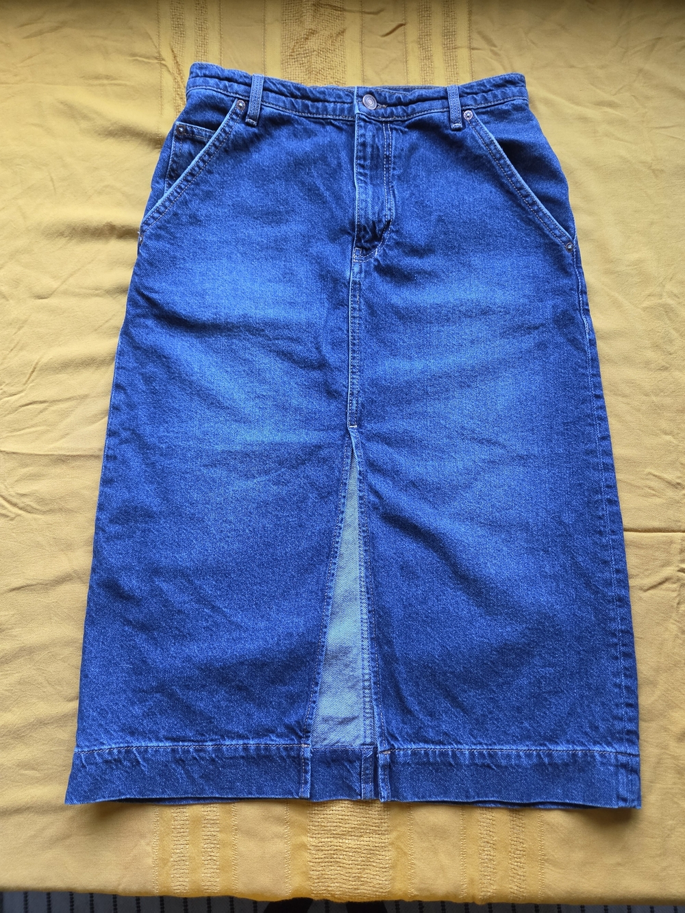 We The Free Royal Blue Denim Midi Skirt